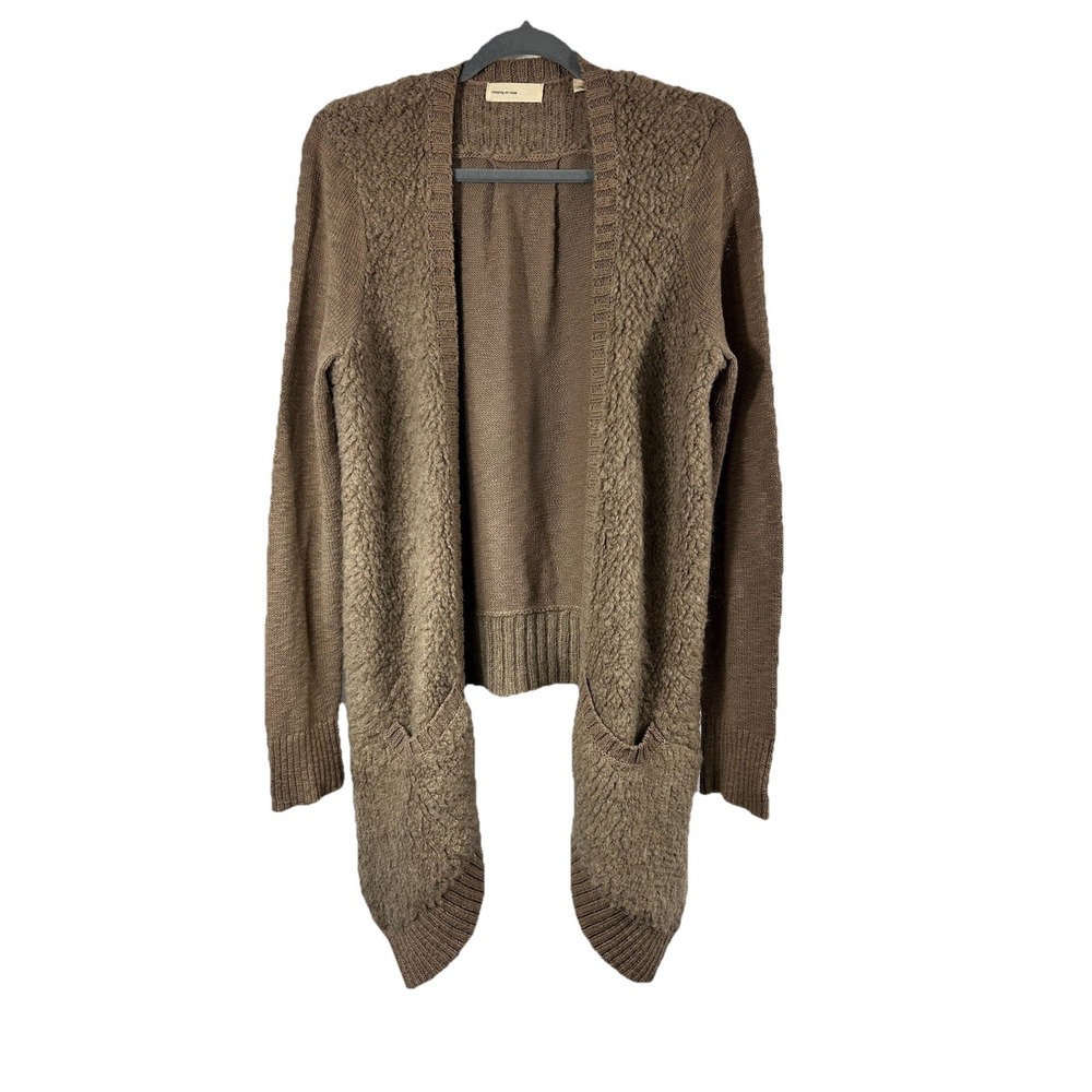 Anthropology Sleeping On Snow Women's Cardigan Size M Brown Classic Asymmetrical